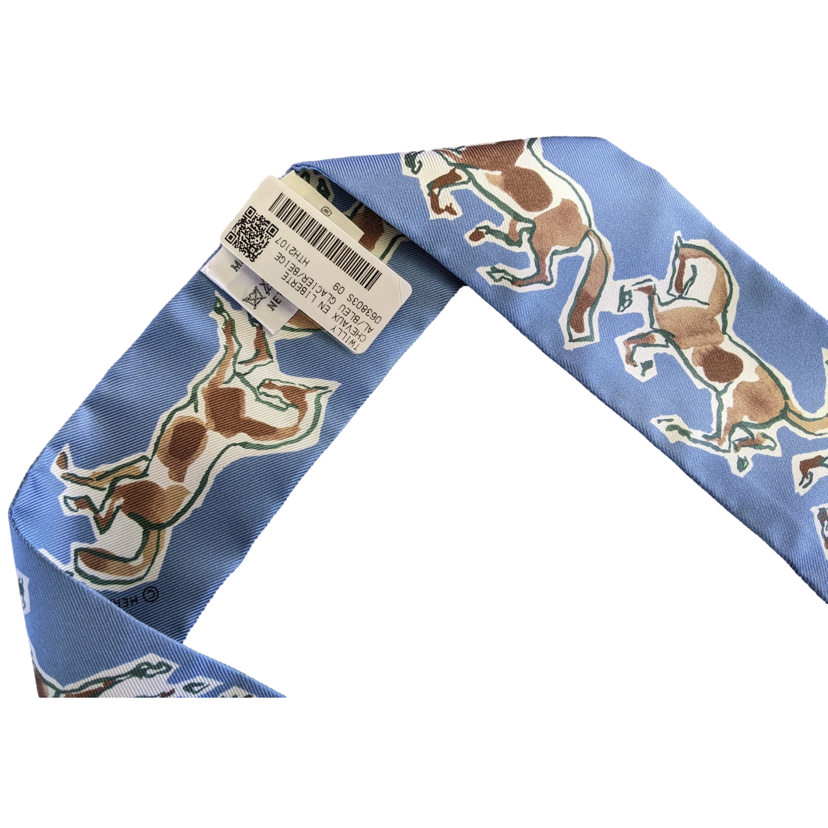 Hermes [T1] Bleu Glacier/Beige "Chevaux en Liberte" by Jean-Louis Sauvat Twilly