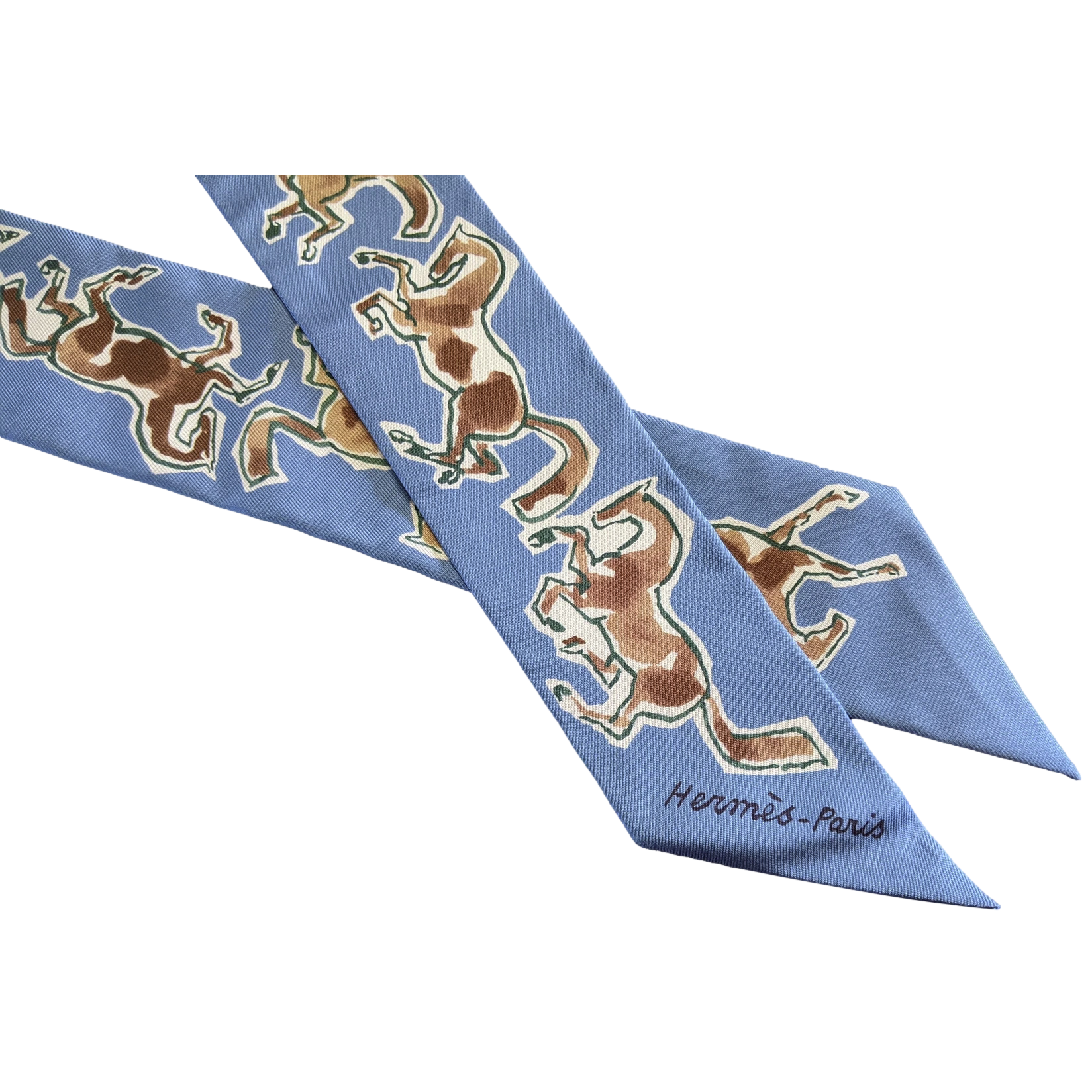 Hermes [T1] Bleu Glacier/Beige "Chevaux en Liberte" by Jean-Louis Sauvat Twilly