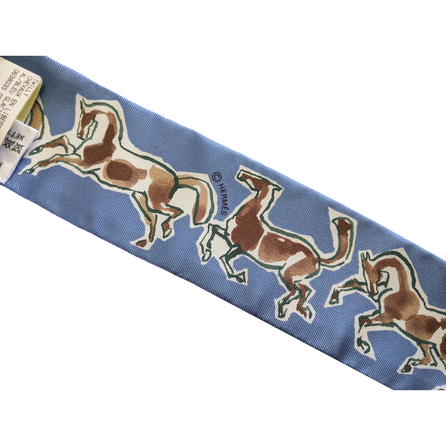 Hermes [T1] Bleu Glacier/Beige "Chevaux en Liberte" by Jean-Louis Sauvat Twilly