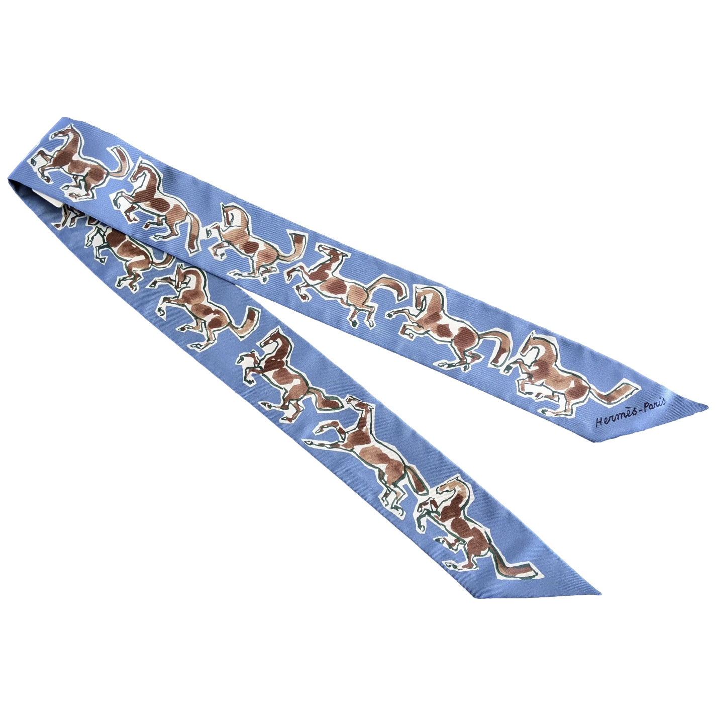 Hermes [T1] Bleu Glacier/Beige "Chevaux en Liberte" by Jean-Louis Sauvat Twilly