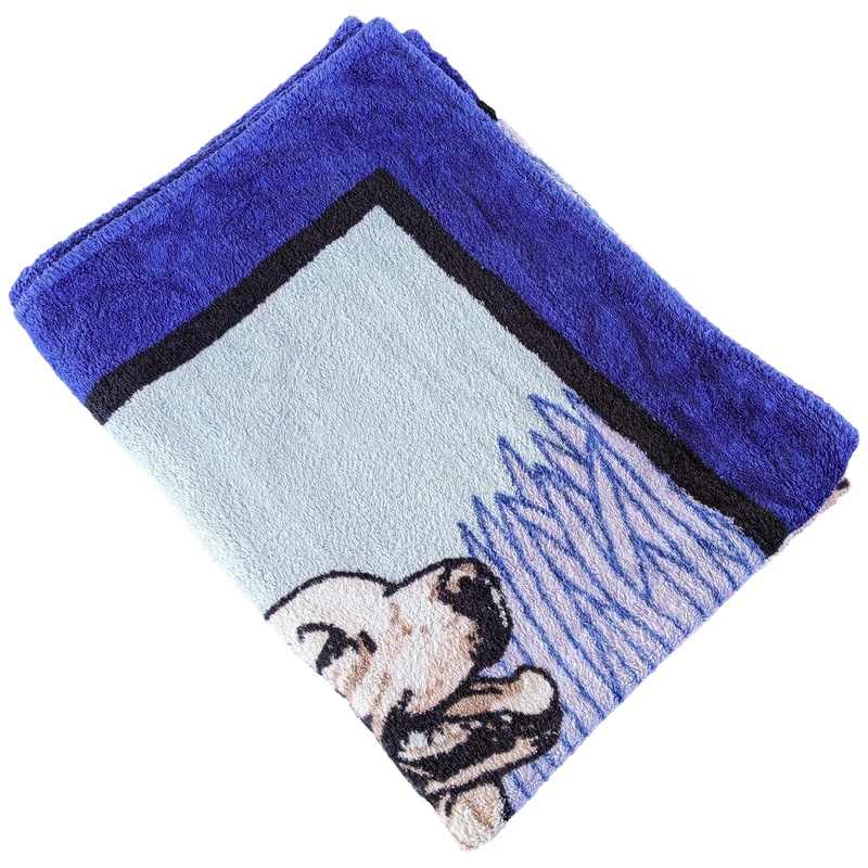 Hermes Vintage Bleu/ Vert D'eau/Lavande Cotton Terry "Chiens de Chasse" Beach Towel 90 x 150 cm