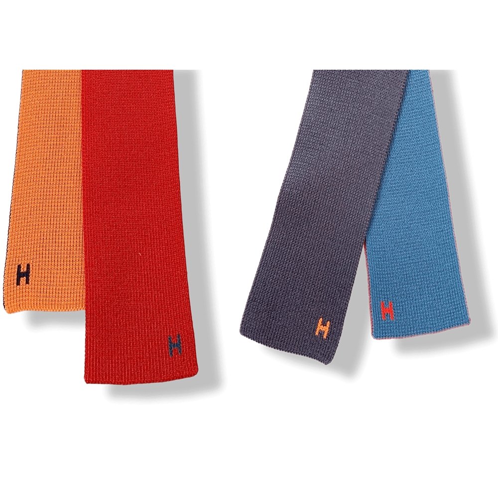 Hermes Chilli Pepper Ocean Navy Orange MAILLE DE SOIE 4 TEMPS 100% Mesh Silk Tie 7cm, NWT in Pochette! - poupishop
