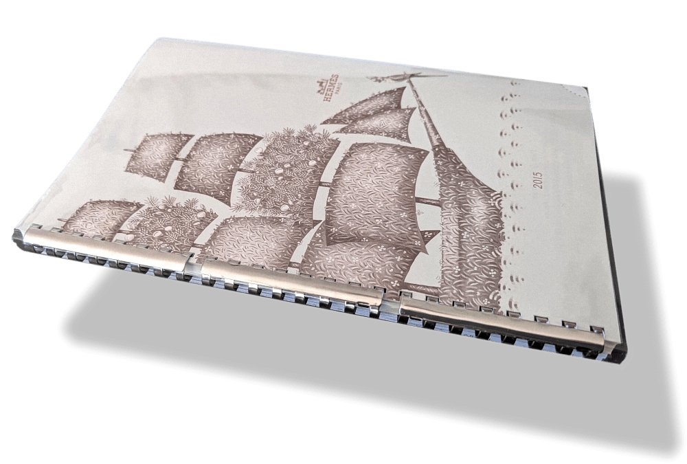 Hermes Chocolate Epsom Agenda Cover GLOBE-TROTTER 2 PINS with Silver Pen, BNWTIB! - poupishop