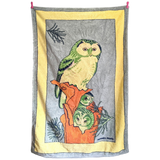 Hermes Grey/Yellow/Green "Chouette" Owl Cotton Terry Beach Towel 90 x 150 cm