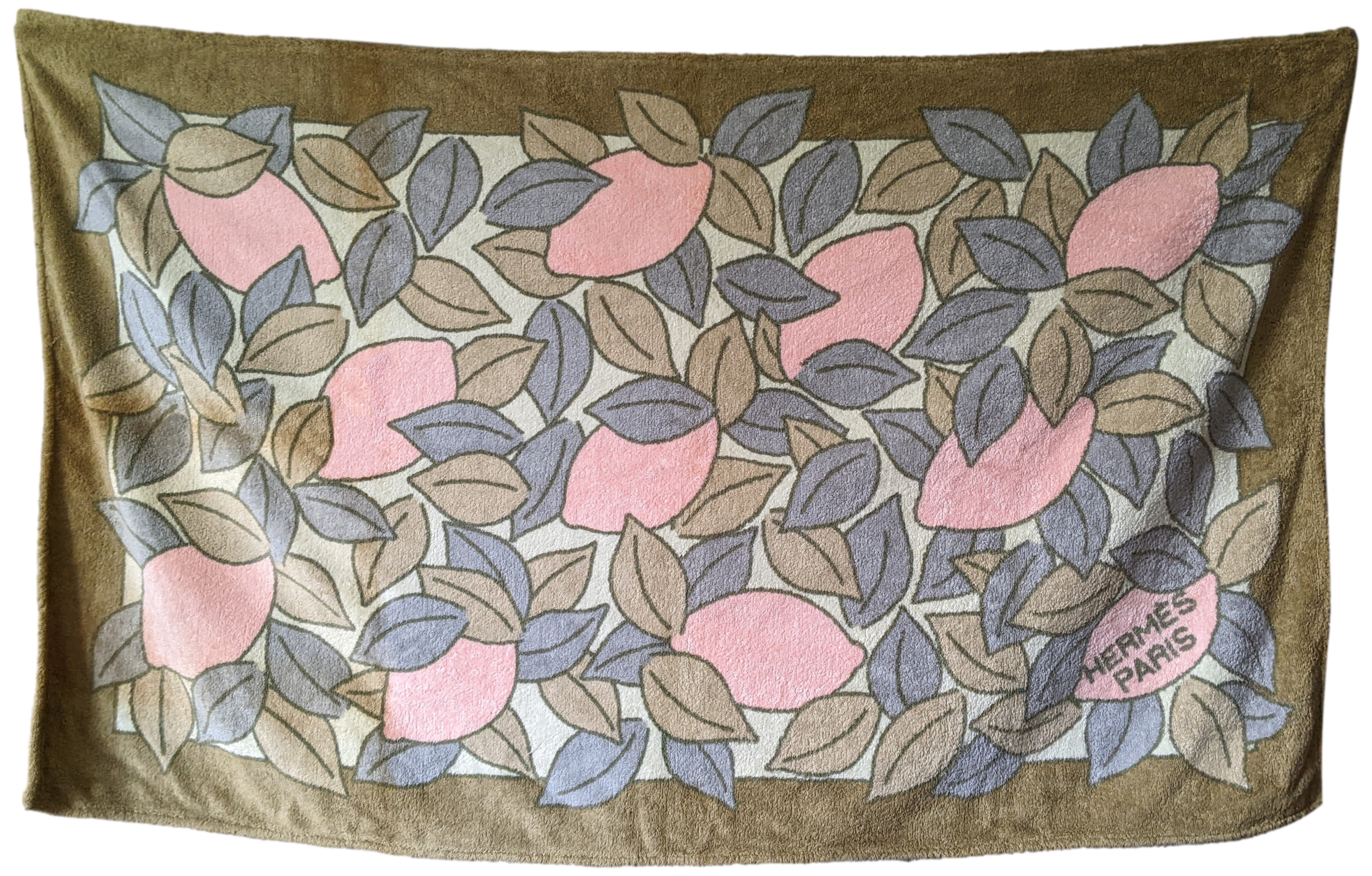 HERMES Vintage CITRONS Tapis de Plage Terry Beach Towel 90 x 150 cm