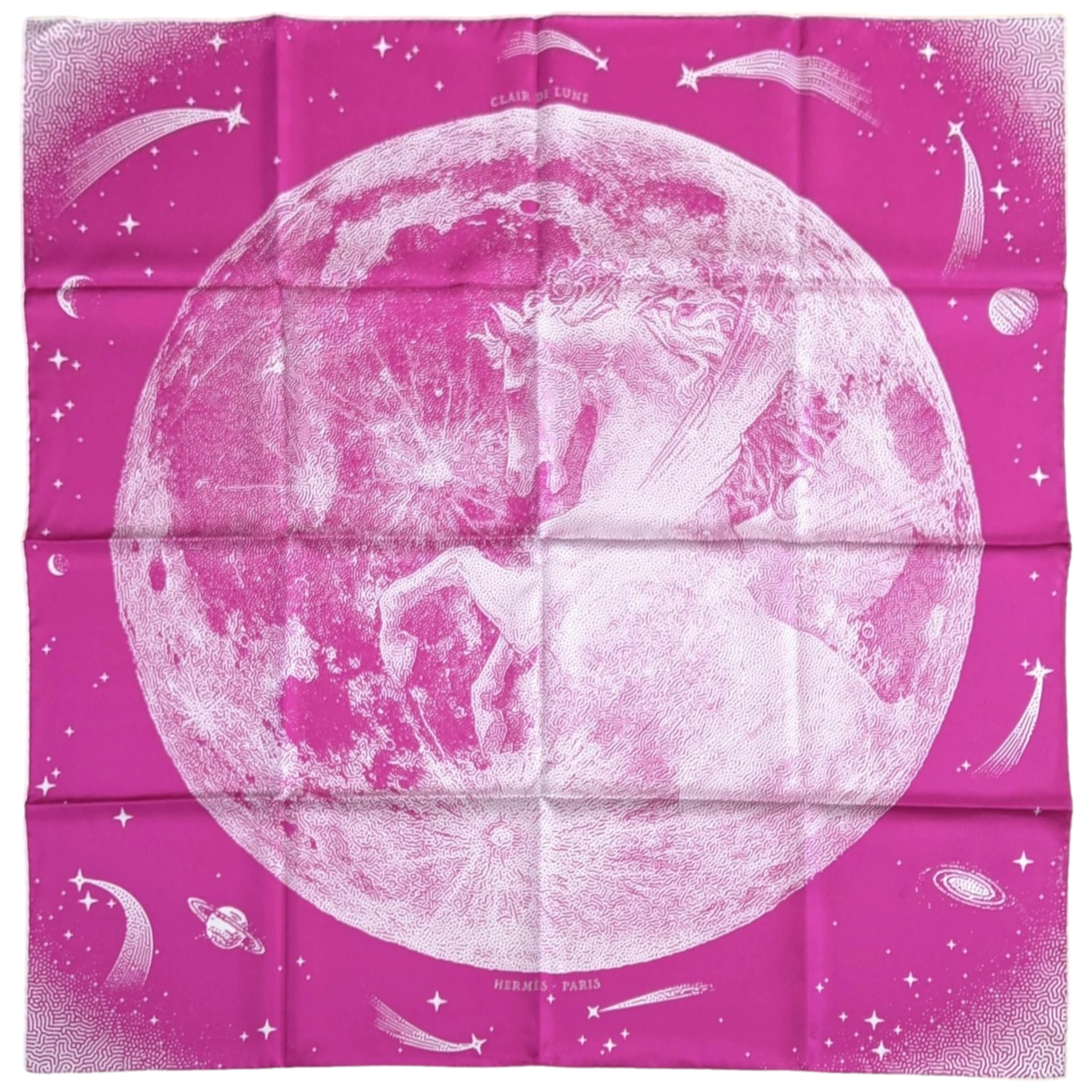 Hermes "Clair de Lune" by Dimitri Rybaltchenko Double Face Twill Scarf 90