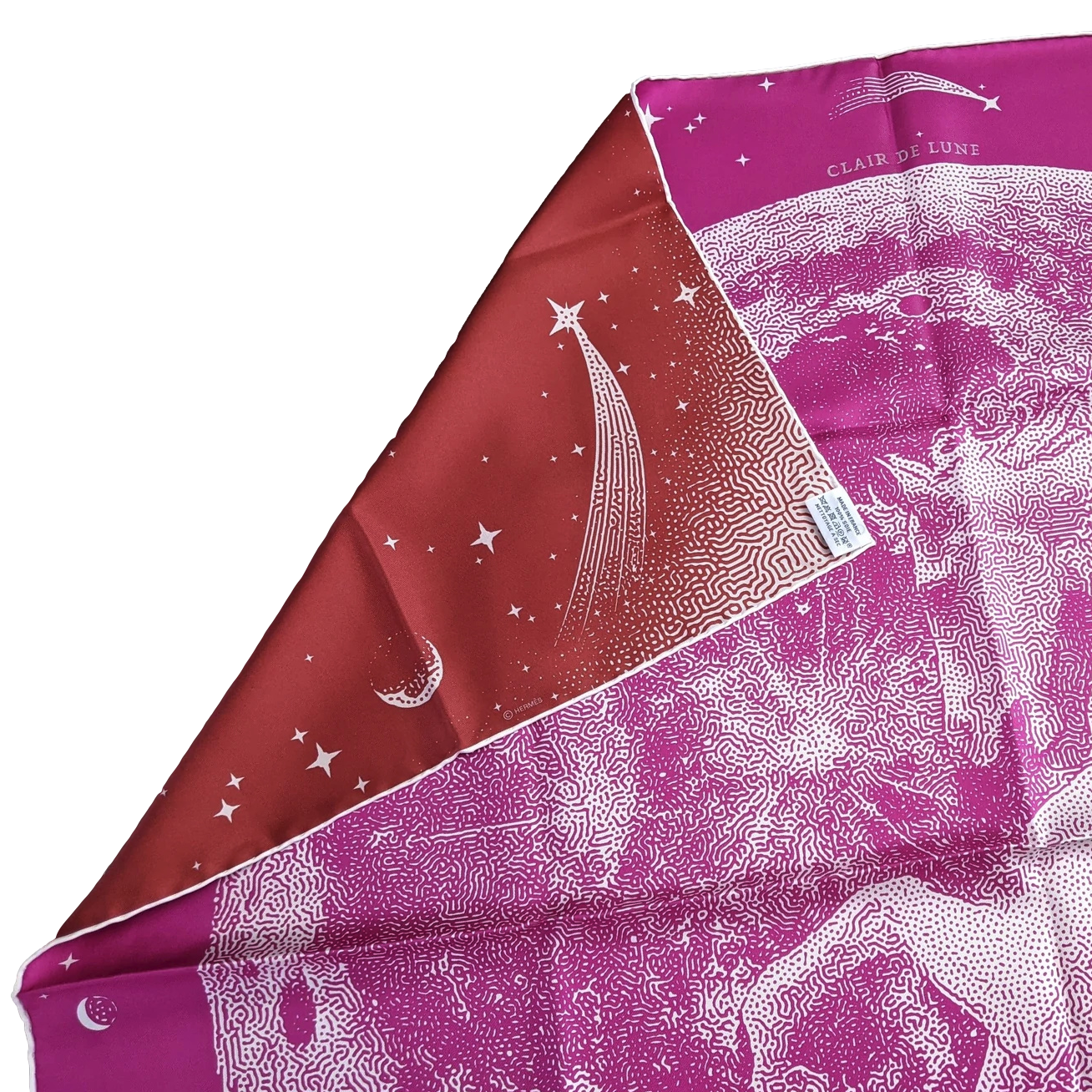 Hermes "Clair de Lune" by Dimitri Rybaltchenko Double Face Twill Scarf 90