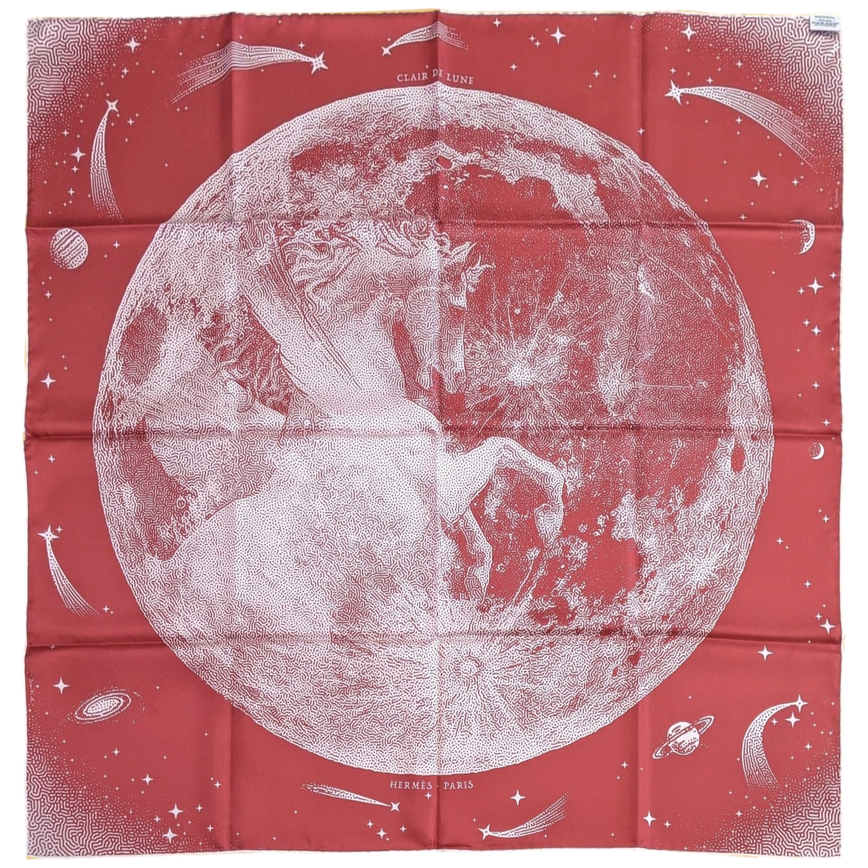 Hermes "Clair de Lune" by Dimitri Rybaltchenko Double Face Twill Scarf 90