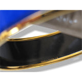 Hermes Cobalt Blue Medor Printed Enamel/Gold Wide Bangle Bracelet, New! - poupishop