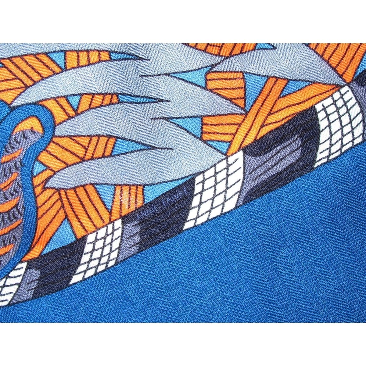 Hermes Cobalt/Orange JARDIN DE LA MAHARANI RECADRE Annie Faivre Cashmere Shawl 140, New! - poupishop