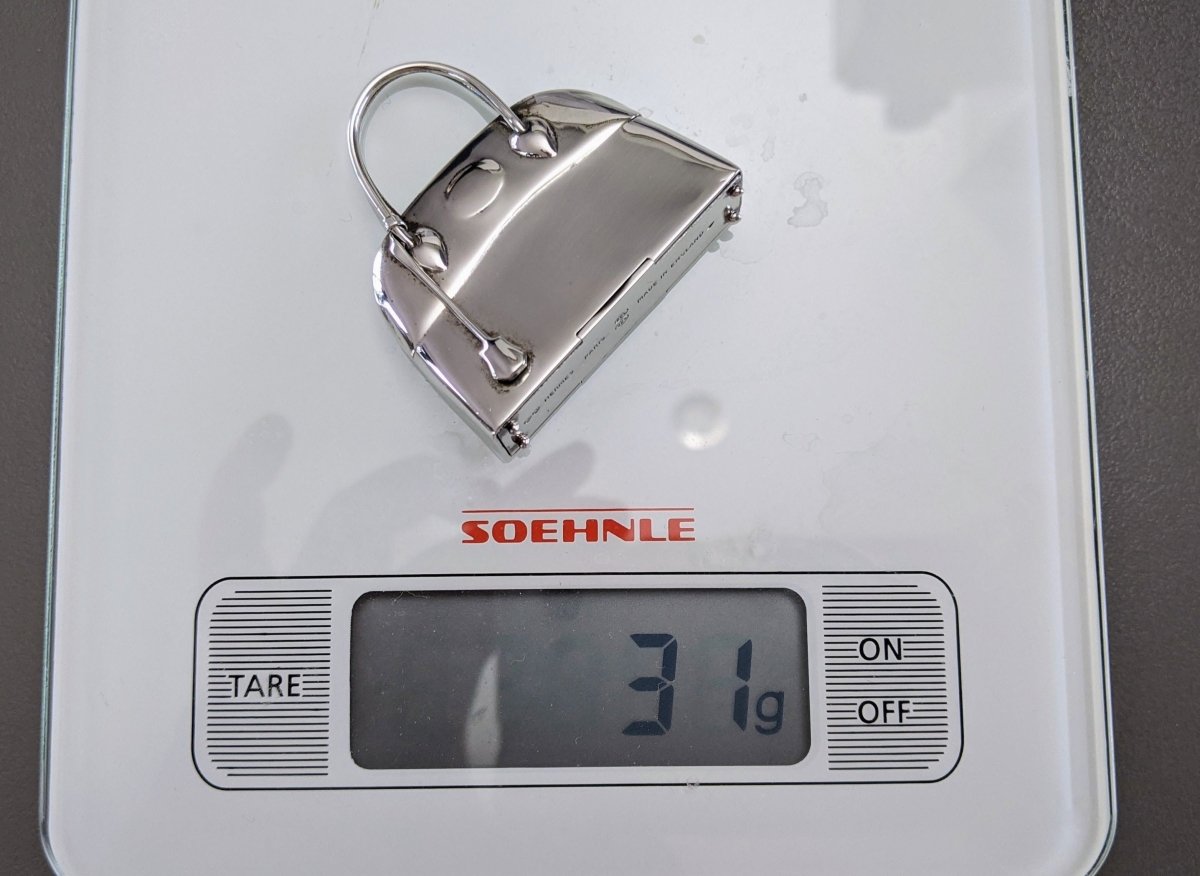 Hermes [COL2] Shiny Sterling Silver BOLIDE Pill Box Bag Charm Pendant Made in England, BNIB! - poupishop