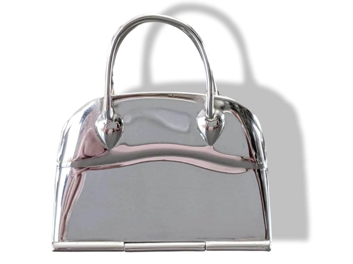 Hermes [COL2] Shiny Sterling Silver BOLIDE Pill Box Bag Charm Pendant Made in England, BNIB! - poupishop