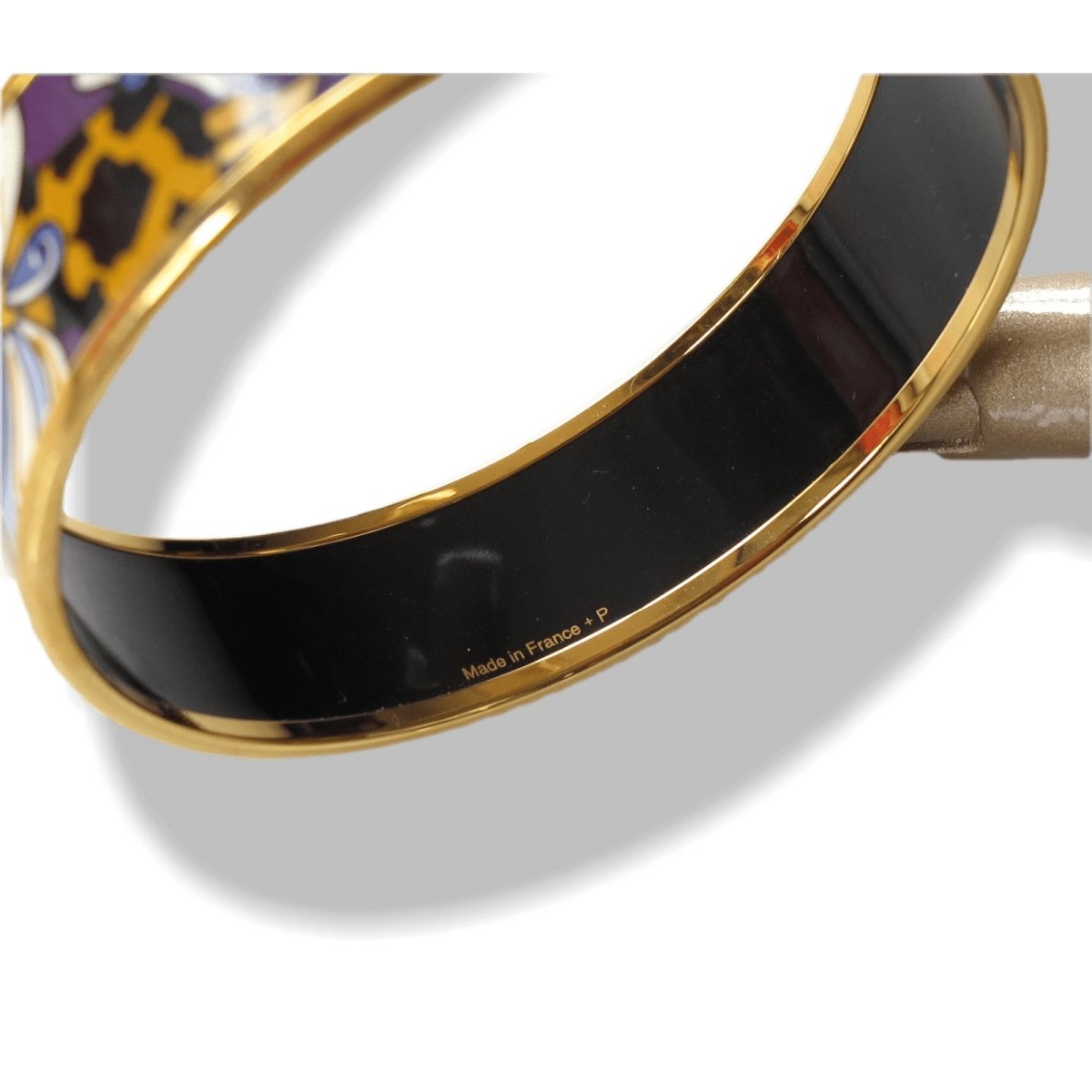 Hermes Coloured Enamel Gold Trim Paisley from Paisley Wide Bangle Bracelet 65, New! - poupishop