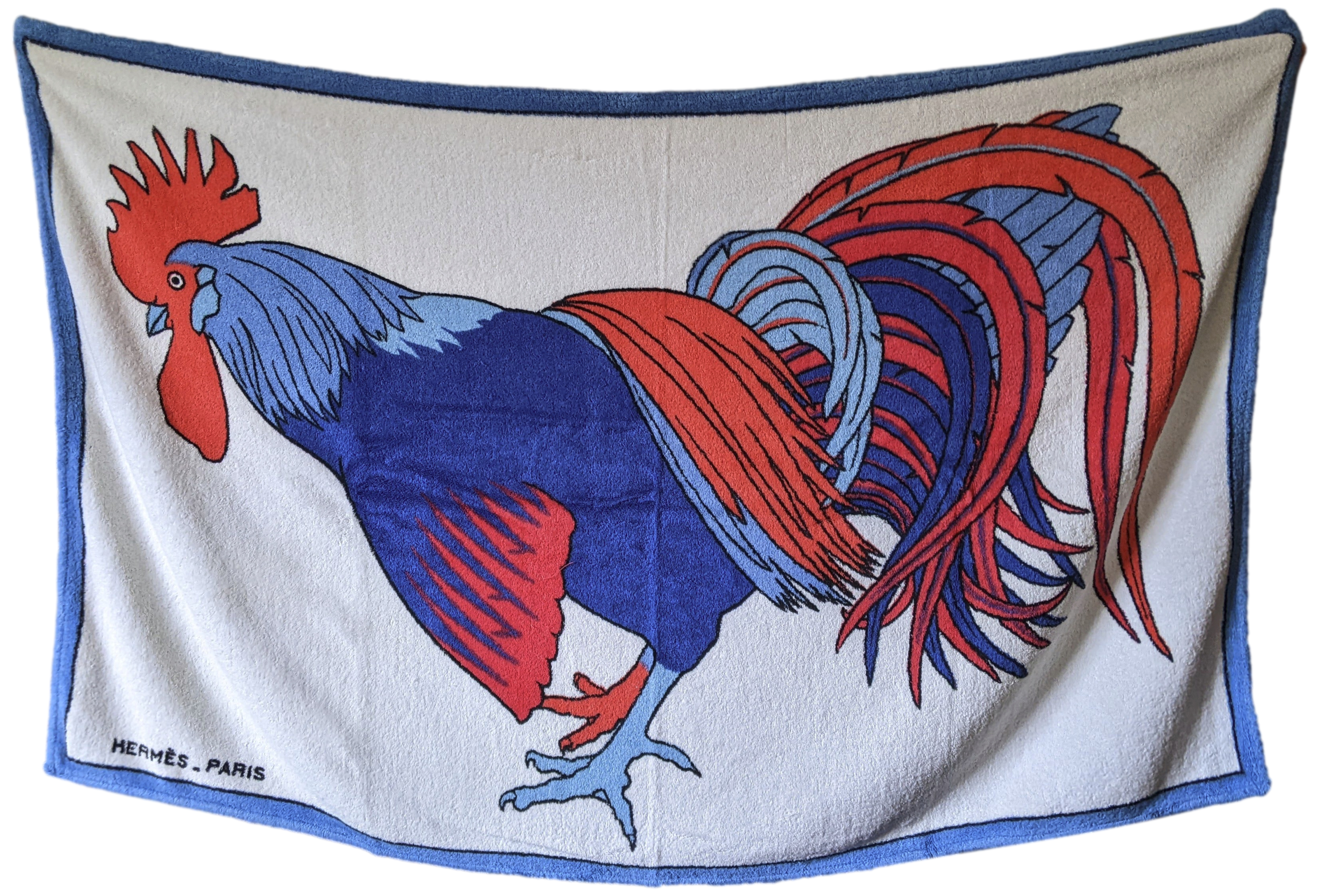 Produits Hermes Vintage "Coq" Cotton Terry Beach Towel 90 x 150 cm