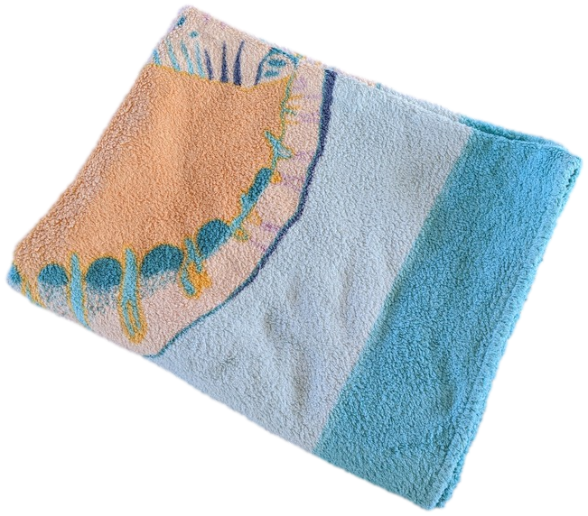 Hermes Turquoise Vintage "Coquillage" Tapis de Plage Terry Beach Towel 90 x 150 cm