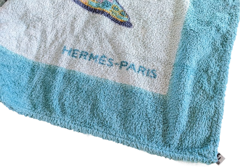 Hermes Turquoise Vintage "Coquillage" Tapis de Plage Terry Beach Towel 90 x 150 cm