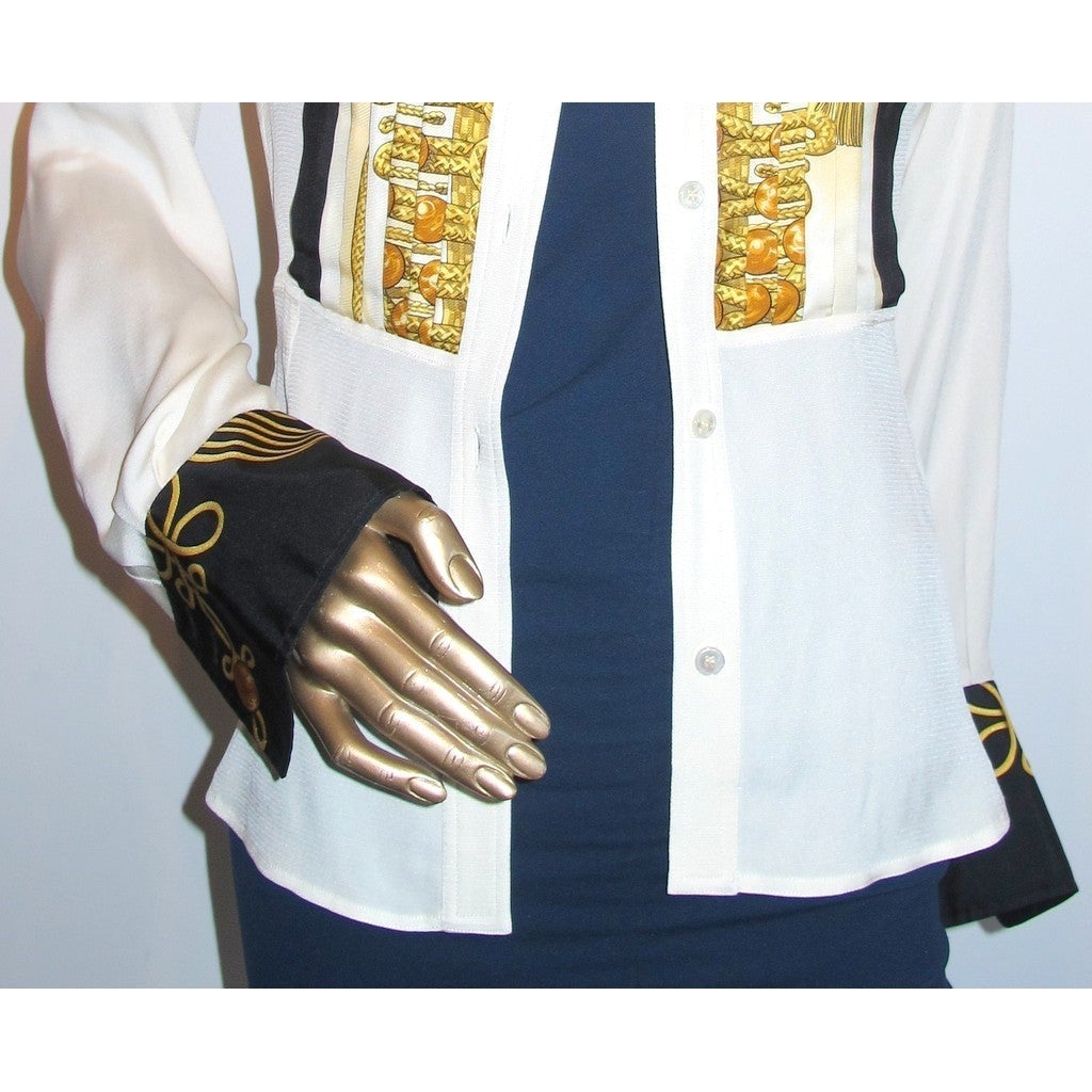 Hermes Couture Vintage Brandebourg Pastron Silk Shirt Sz36 - poupishop
