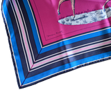 Hermes Fuchsia/Bleu "Couvertures et tenues de Jour" by Jacques Eudel 100% Plume Silk Twill 140