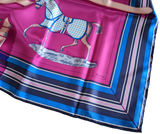 Hermes Fuchsia/Bleu "Couvertures et tenues de Jour" by Jacques Eudel 100% Plume Silk Twill 140