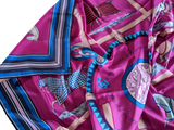 Hermes Fuchsia/Bleu "Couvertures et tenues de Jour" by Jacques Eudel 100% Plume Silk Twill 140