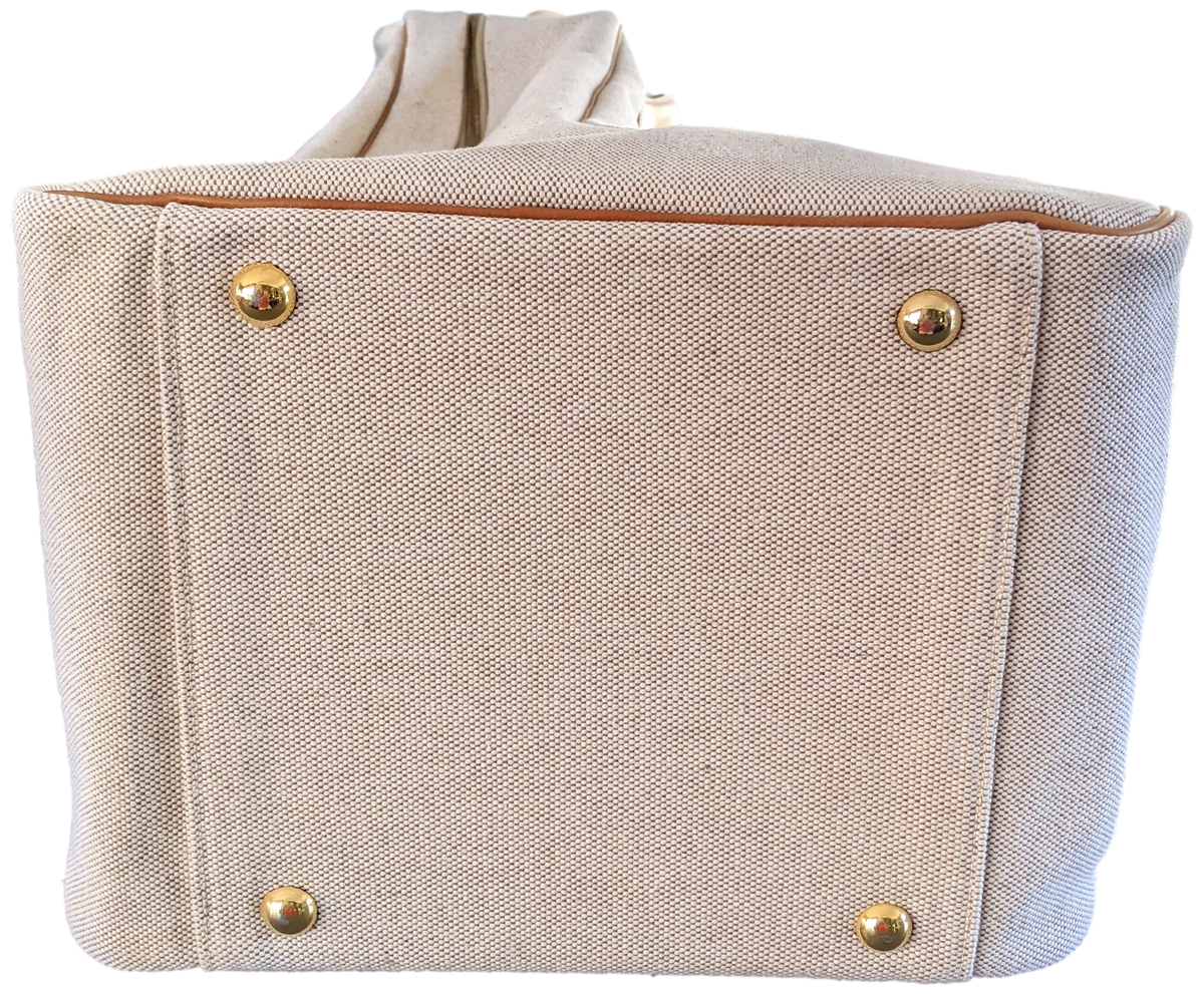 Hermes Vintage 1979 Toile H & Natural Cow Boots Bag - Sac Equitation pour Bottes