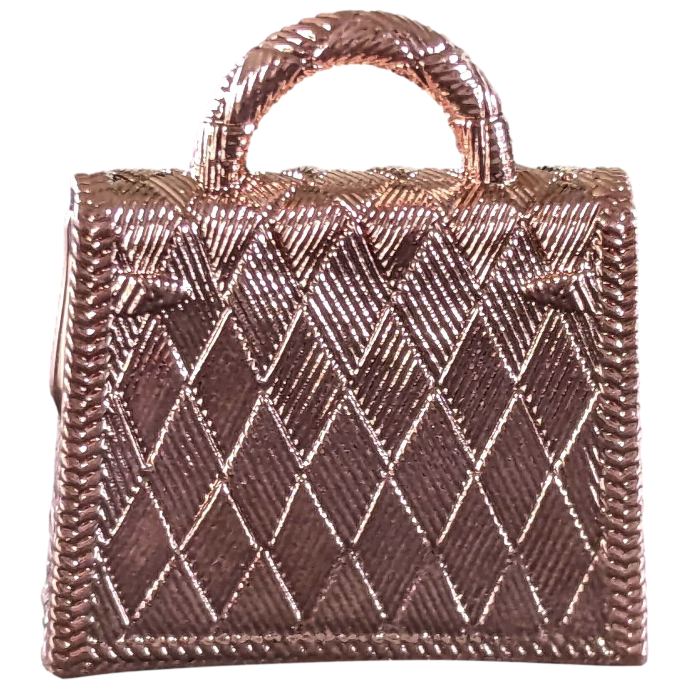 Hermes 2019 Or Rose Plated "Curiosite Kelly Bag Curiosite" Guillochee Charm Pendant