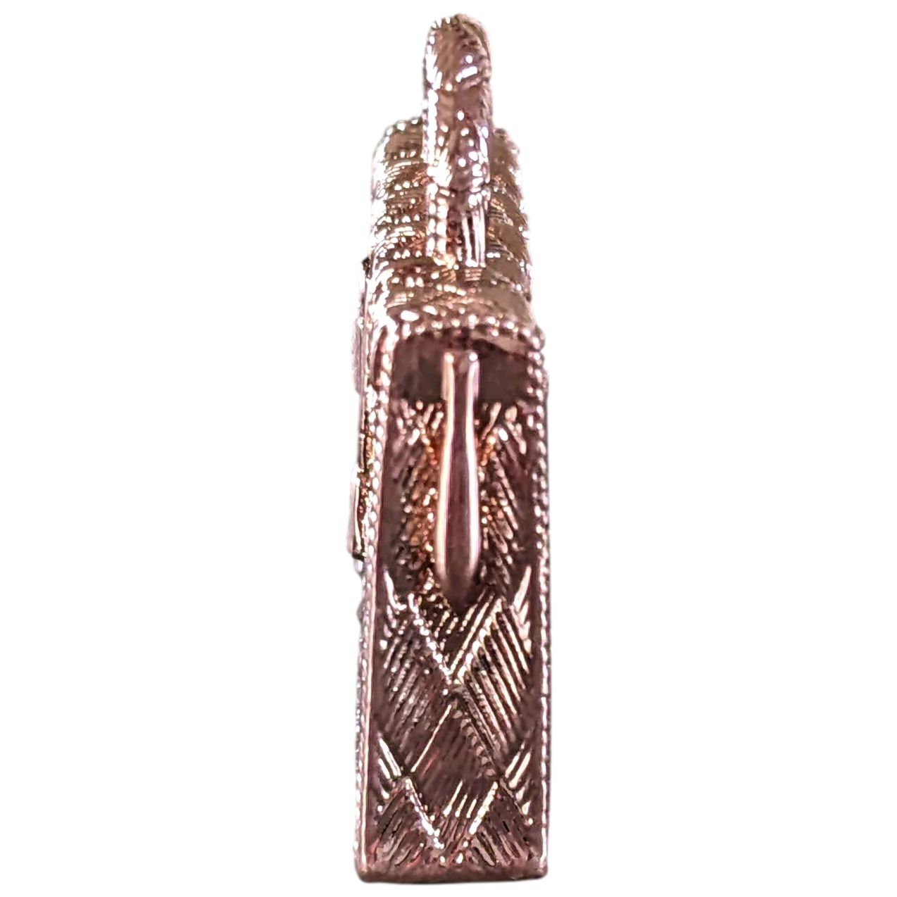 Hermes 2019 Or Rose Plated "Curiosite Kelly Bag Curiosite" Guillochee Charm Pendant