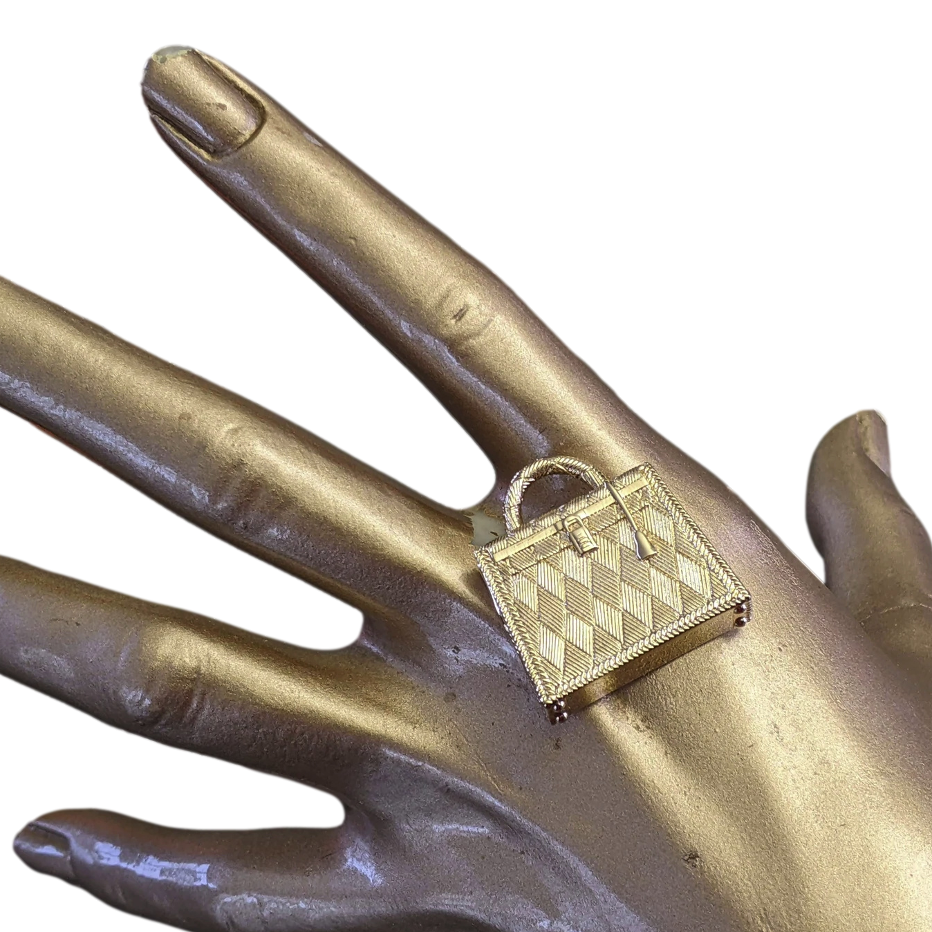 Hermes [73] 2019 Shiny Permabrass "Curiosite Kelly Bag" Pendant Bag Charm