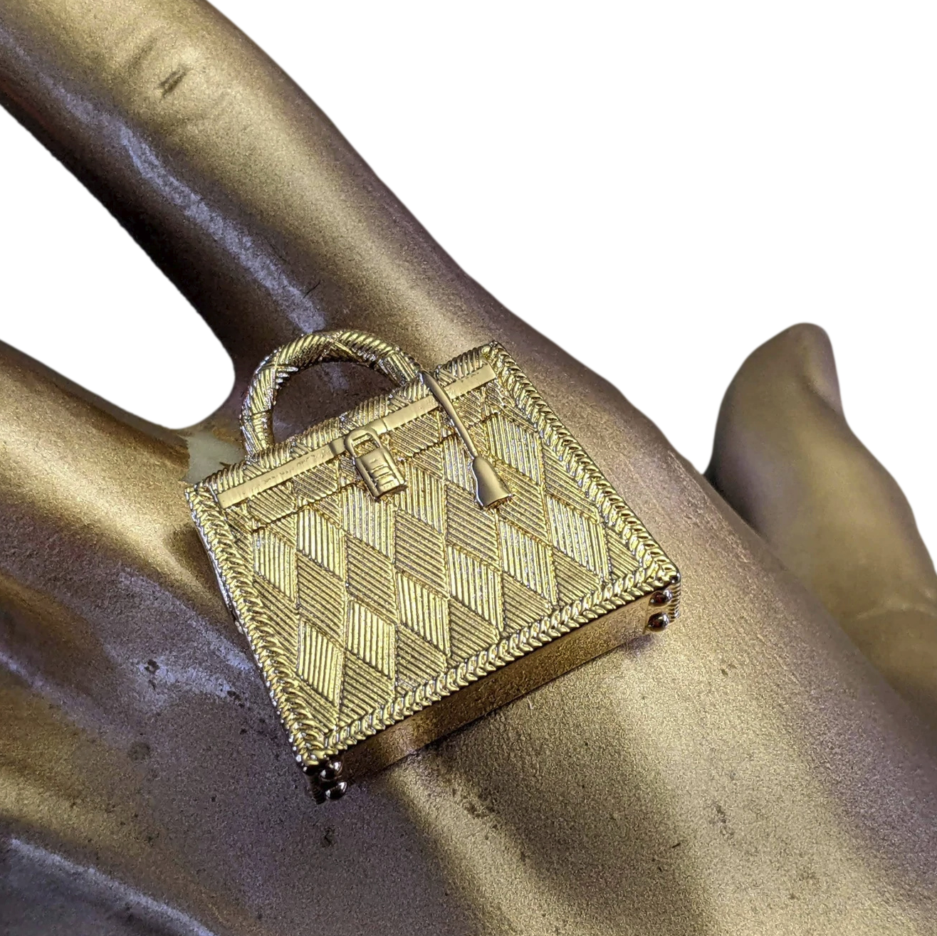 Hermes [73] 2019 Shiny Permabrass "Curiosite Kelly Bag" Pendant Bag Charm