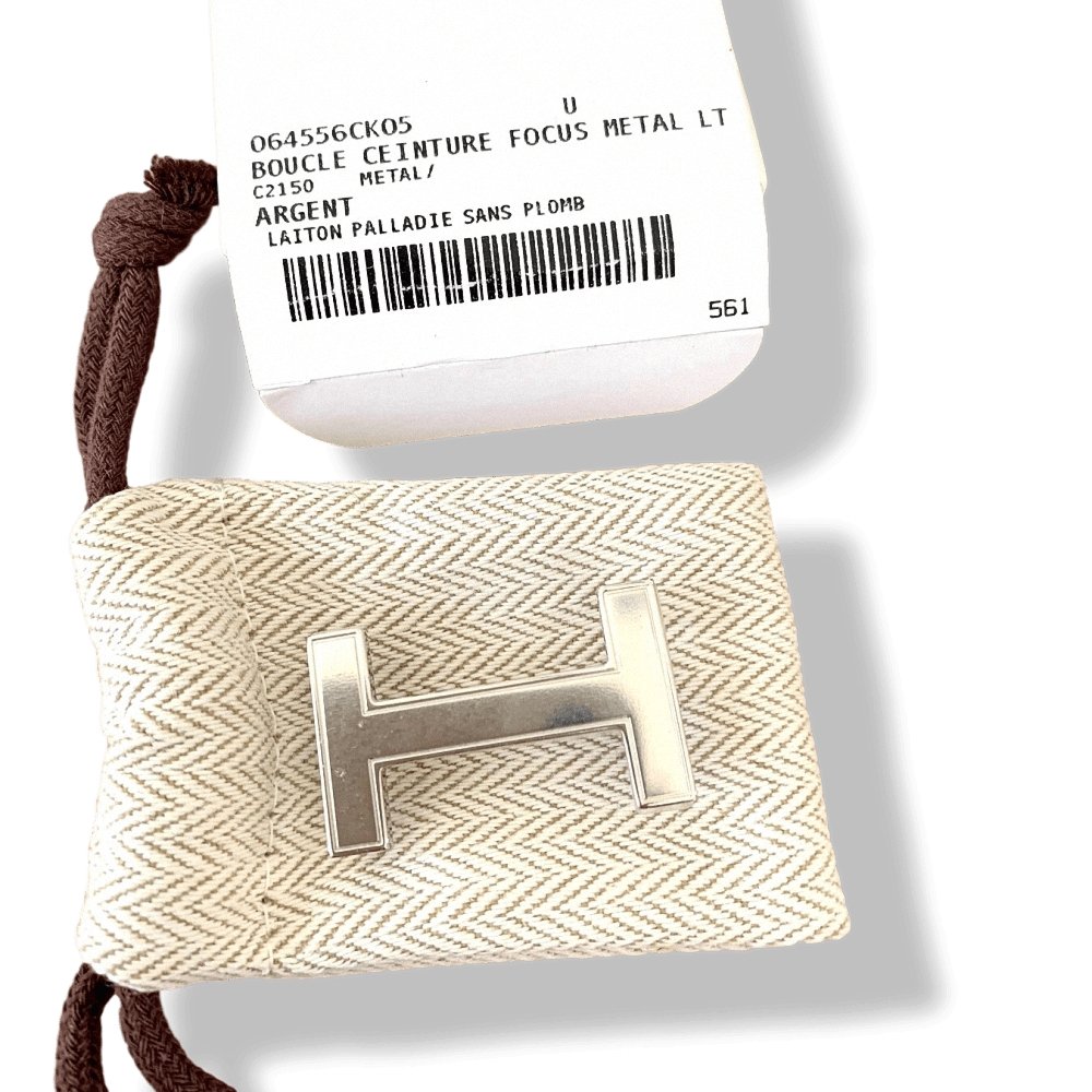 Hermes Cute Plated Silver FOCUS Mini Belt Buckle 13 mm, New with Pochette and White Box!! - poupishop