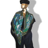 Hermes CW01 Black Green Matte Blanc La Danse du Cheval Marwari Cashmere Shawl 140 - poupishop