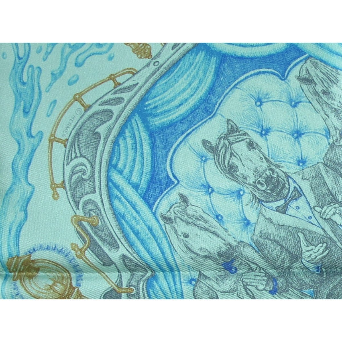 Hermes cw01 Jade Green Turquoise The Horscars Twill 90cm, NIB! - poupishop