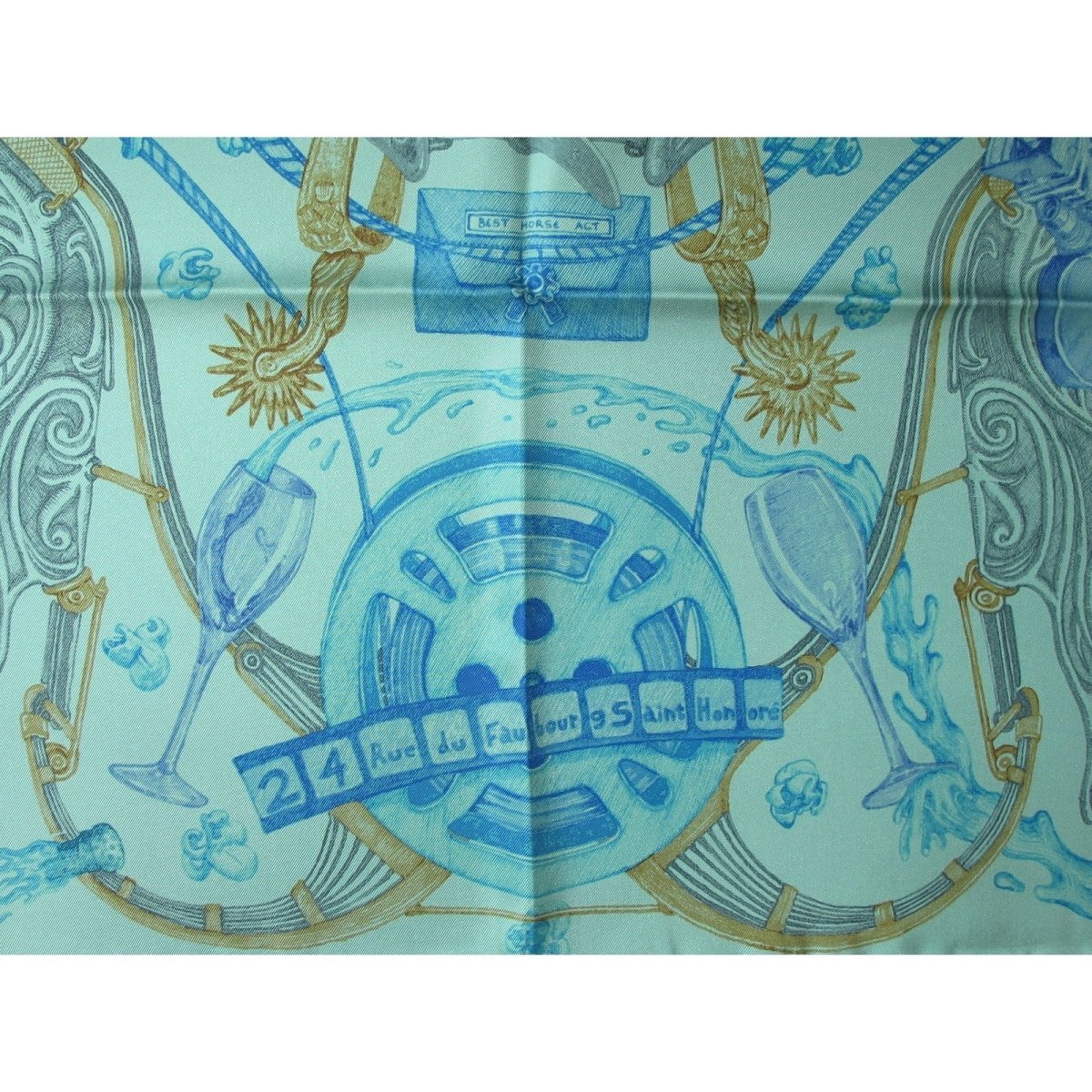Hermes cw01 Jade Green Turquoise The Horscars Twill 90cm, NIB! - poupishop