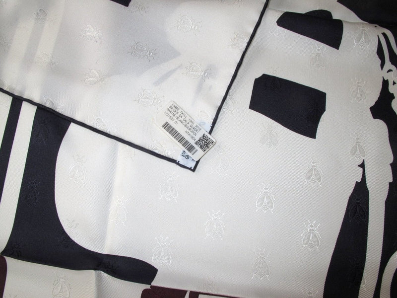 Hermes cw01 Navy White Burgundy Brides de Gala Quadri Tattoo Jacquard Twill SIlk 90cm, BNWT! - poupishop