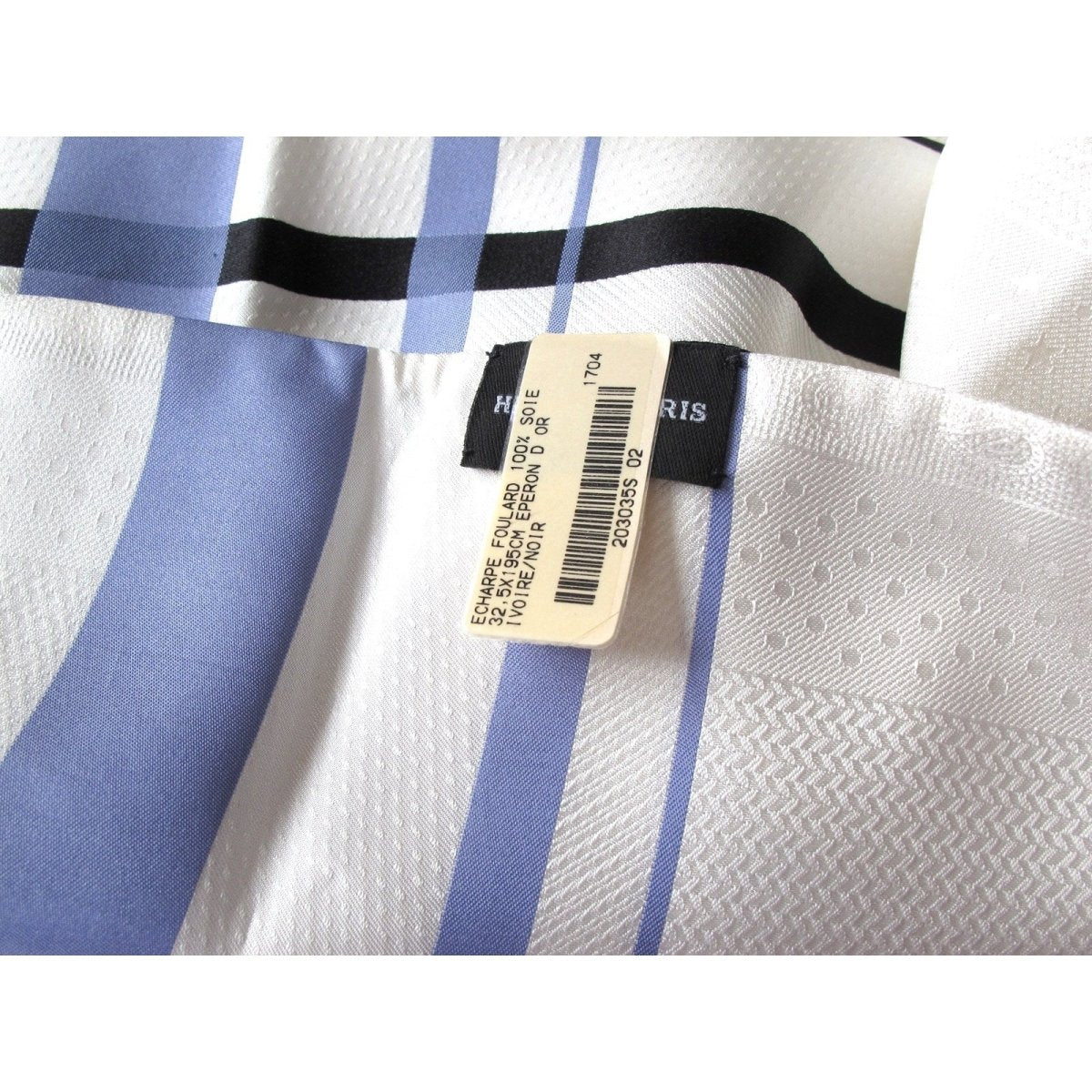 Hermes cw02 Black Ivory Lilac Printed Eperon d'Or Fringed Tuxedo Jacquard Silk Stole, NIB! - poupishop
