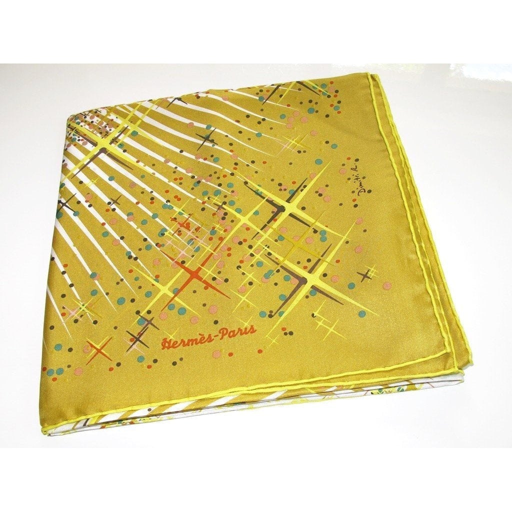 Hermes cw03 Curry/Blanc/Rouge Magic Kelly Carre Geant Silk 140, New! - poupishop