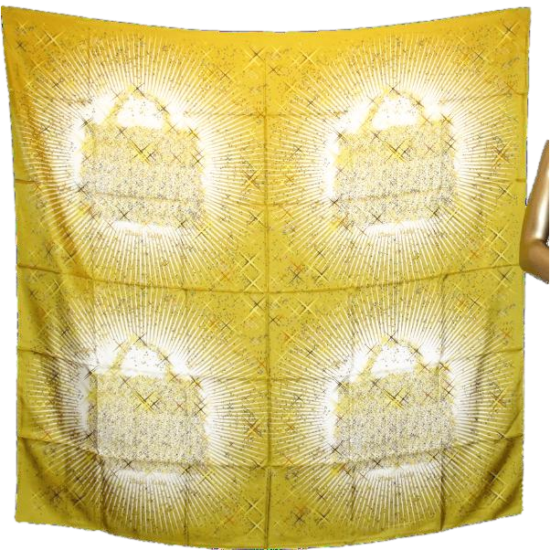 Hermes cw03 Curry/Blanc/Rouge Magic Kelly Carre Geant Silk 140 