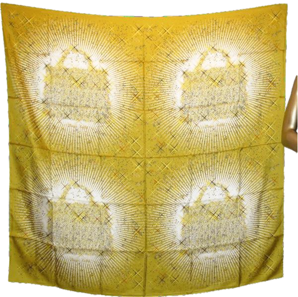 Hermes cw03 Curry/Blanc/Rouge Magic Kelly Carre Geant Silk 140