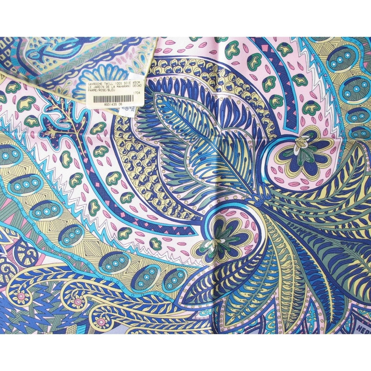 Hermes cw06 Pink Blue Jardin de la Maharani Decadre Twill Gavroche 42cm, NWT! - poupishop