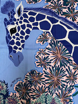 Hermes cw08 Lavande/Indigo/Vert Girafes THE THREE GRACES by Alice Shirley Cashmere Shawl 140, BNWTIB! - poupishop
