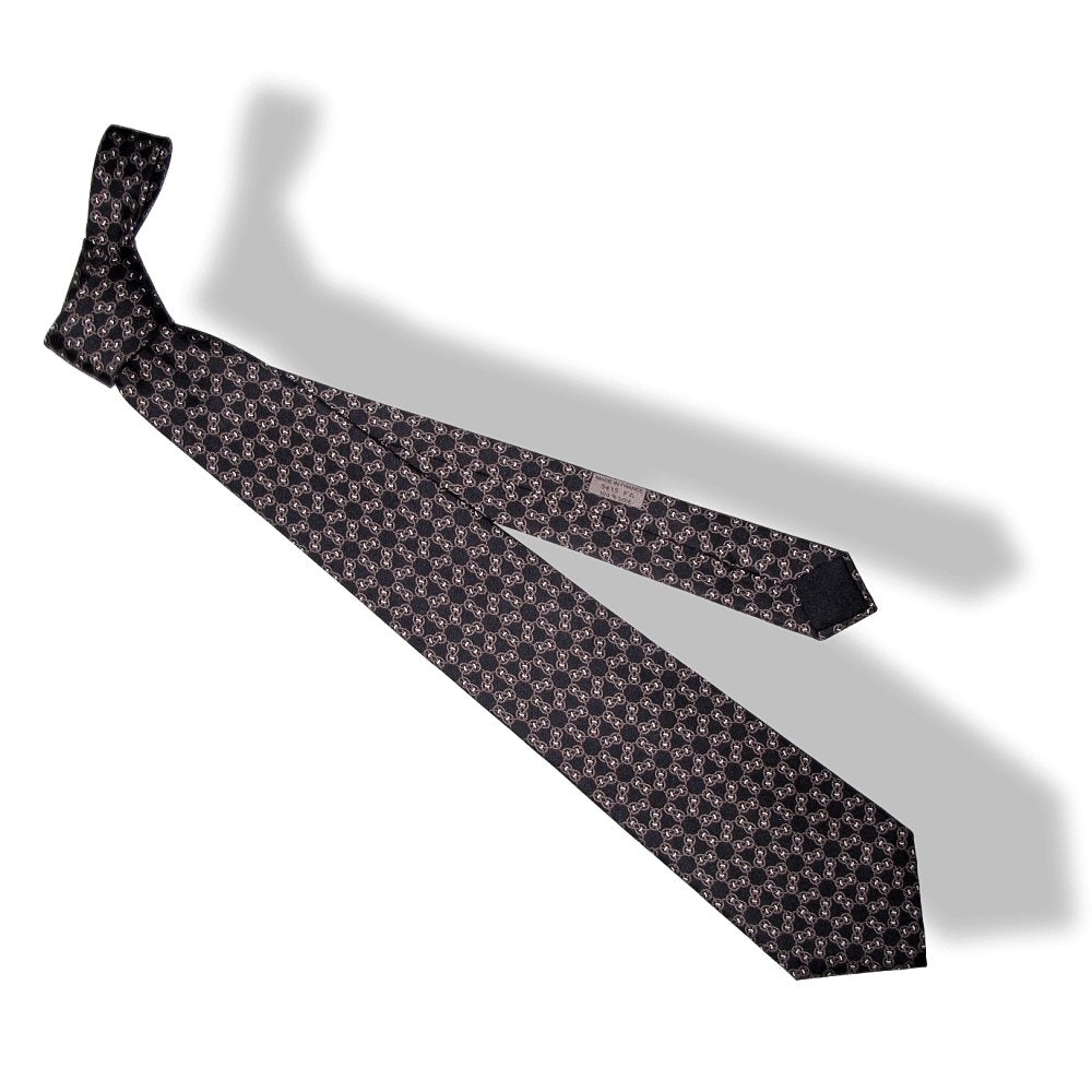 Hermes cw09 Black Desert White Cap Corde Silk Tie, NWT! - poupishop
