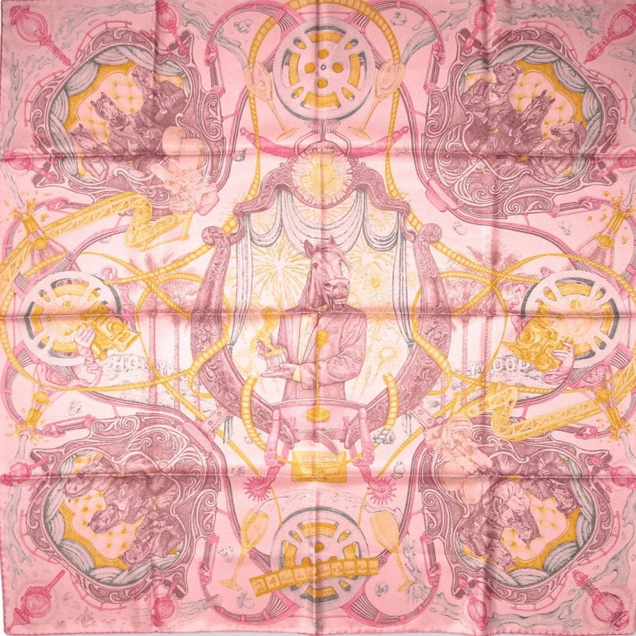 Hermes cw10 Pink/Safran Limited Special Title Issue THE HORSCARS Horsawards Twill 90cm, Rare, NIB! - poupishop