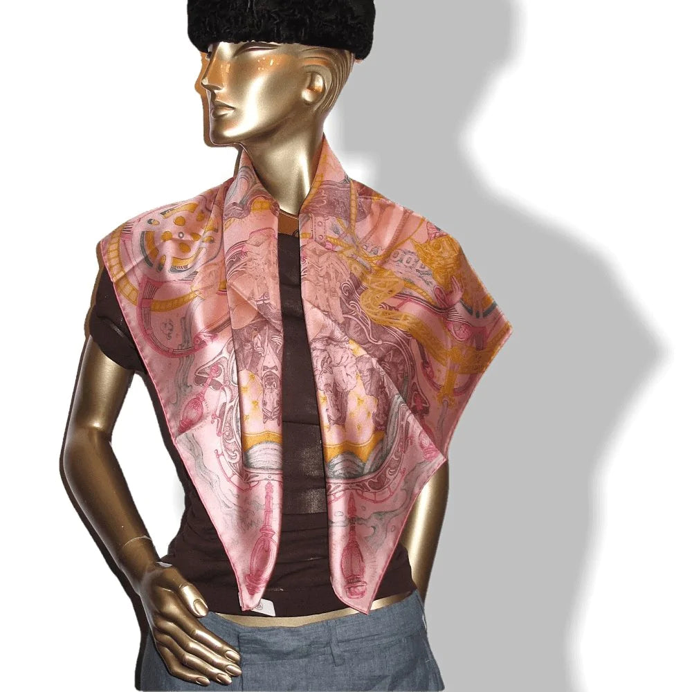 Hermes cw10 Pink/Safran Limited Special Title Issue THE HORSCARS Horsawards Twill 90cm, Rare, NIB! - poupishop