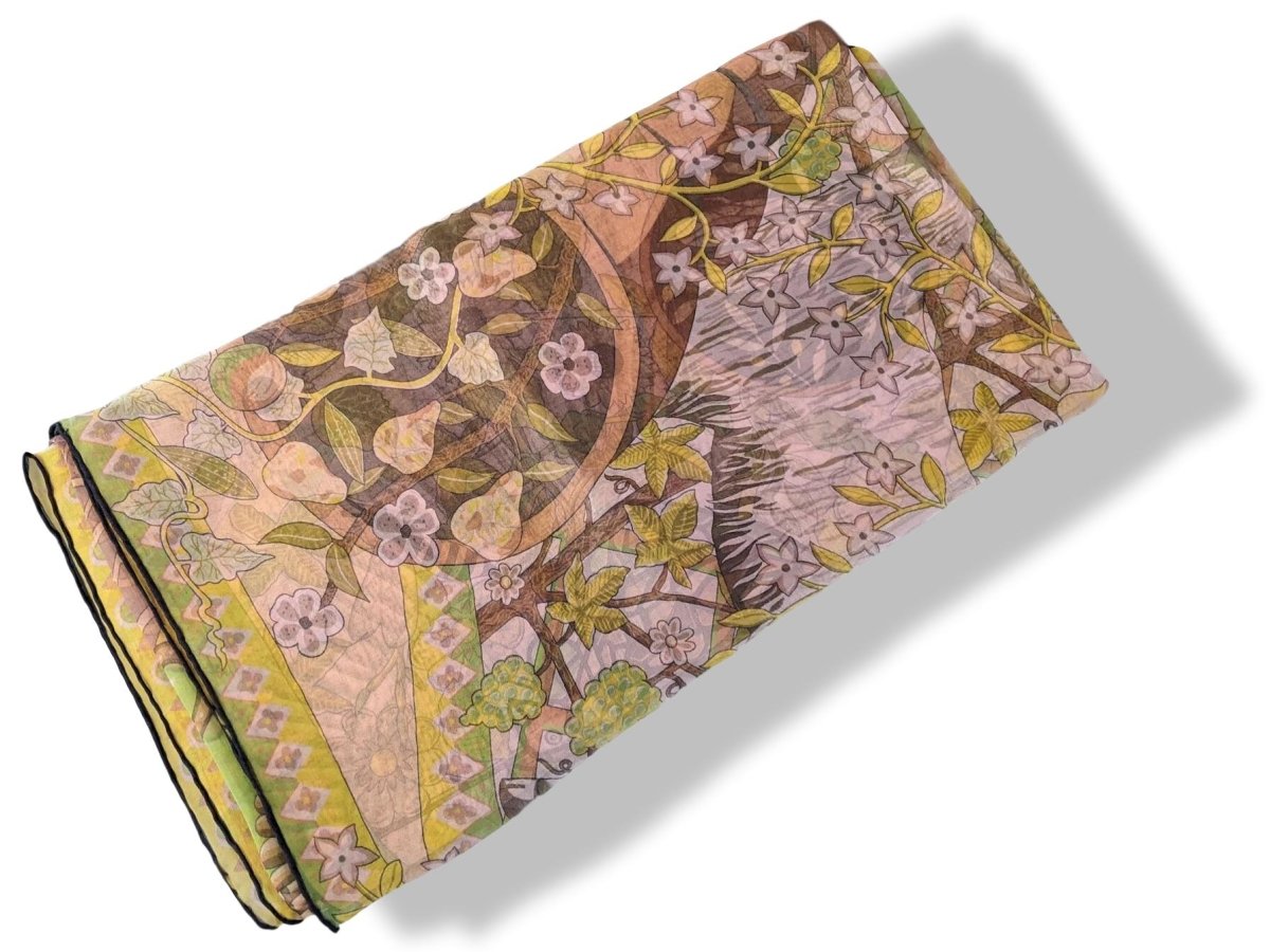 Hermes cw10 Poudre/Moutarde AXIS MUNDI Mousseline 140, New! - poupishop