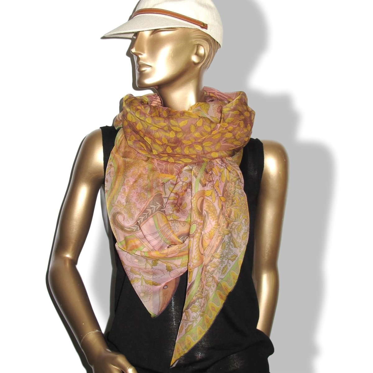 Hermes cw10 Poudre/Moutarde Changeante AXIS MUNDI Mousseline 140 - poupishop