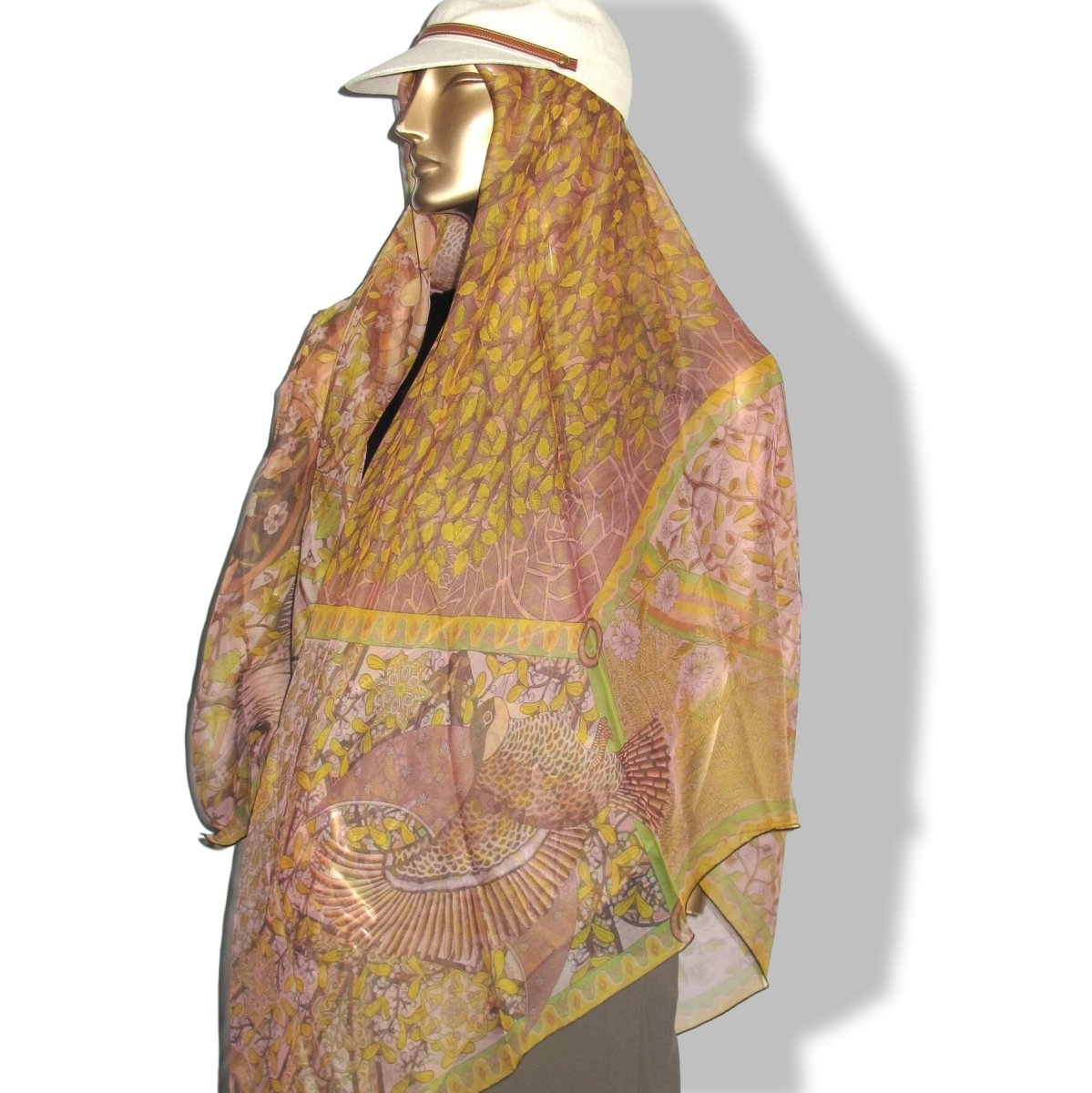Hermes cw10 Poudre/Moutarde Changeante AXIS MUNDI Mousseline 140 - poupishop