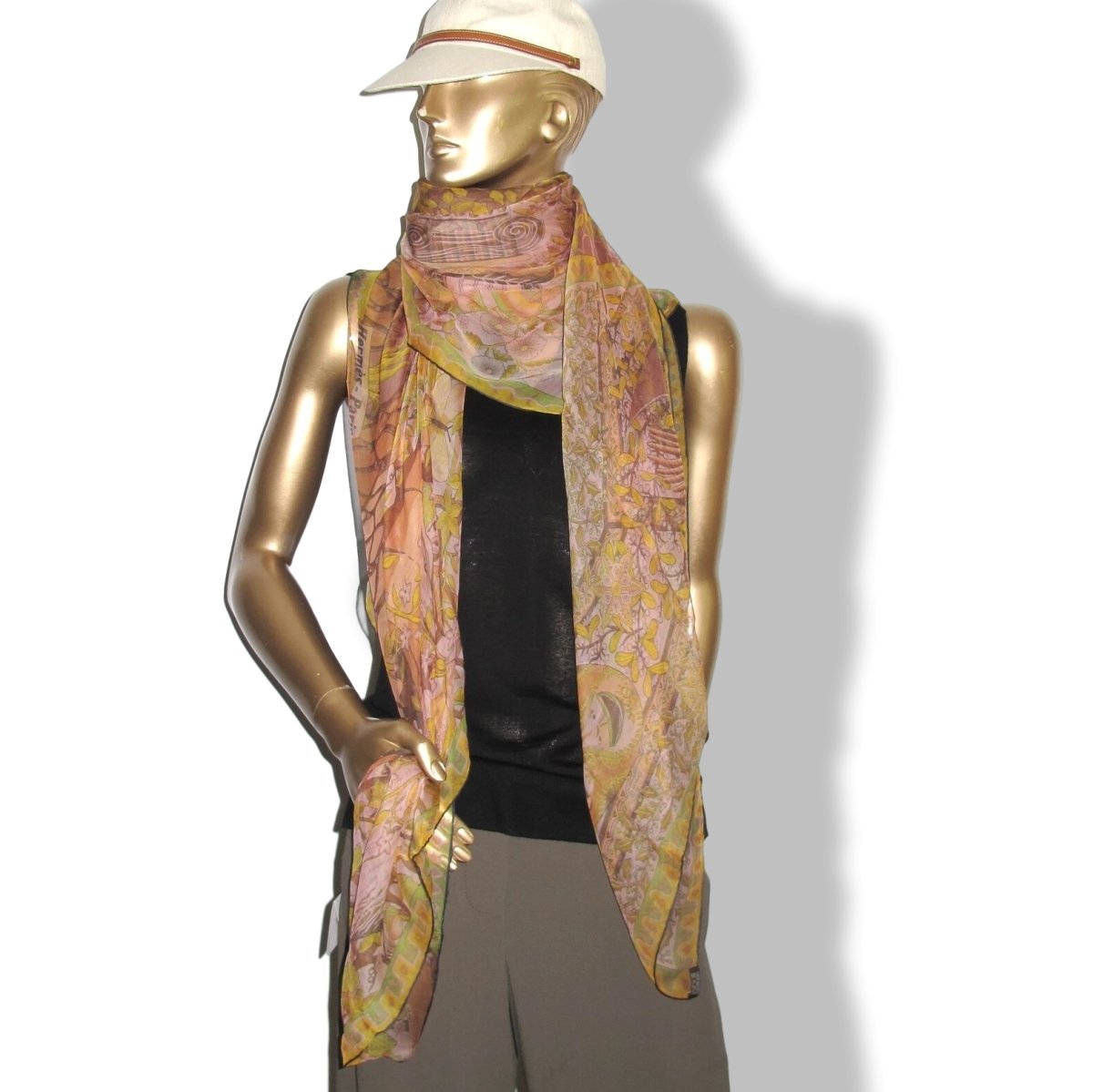 Hermes cw10 Poudre/Moutarde Changeante AXIS MUNDI Mousseline 140 - poupishop
