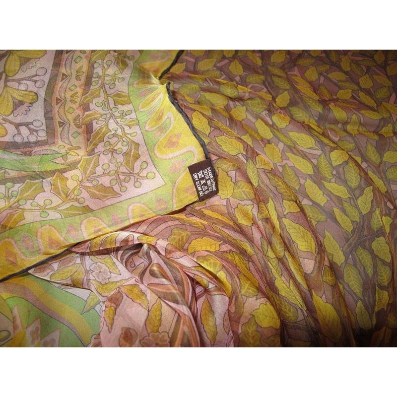 Hermes cw10 Poudre/Moutarde Changeante Axis Mundi Mousseline 140, New! - poupishop