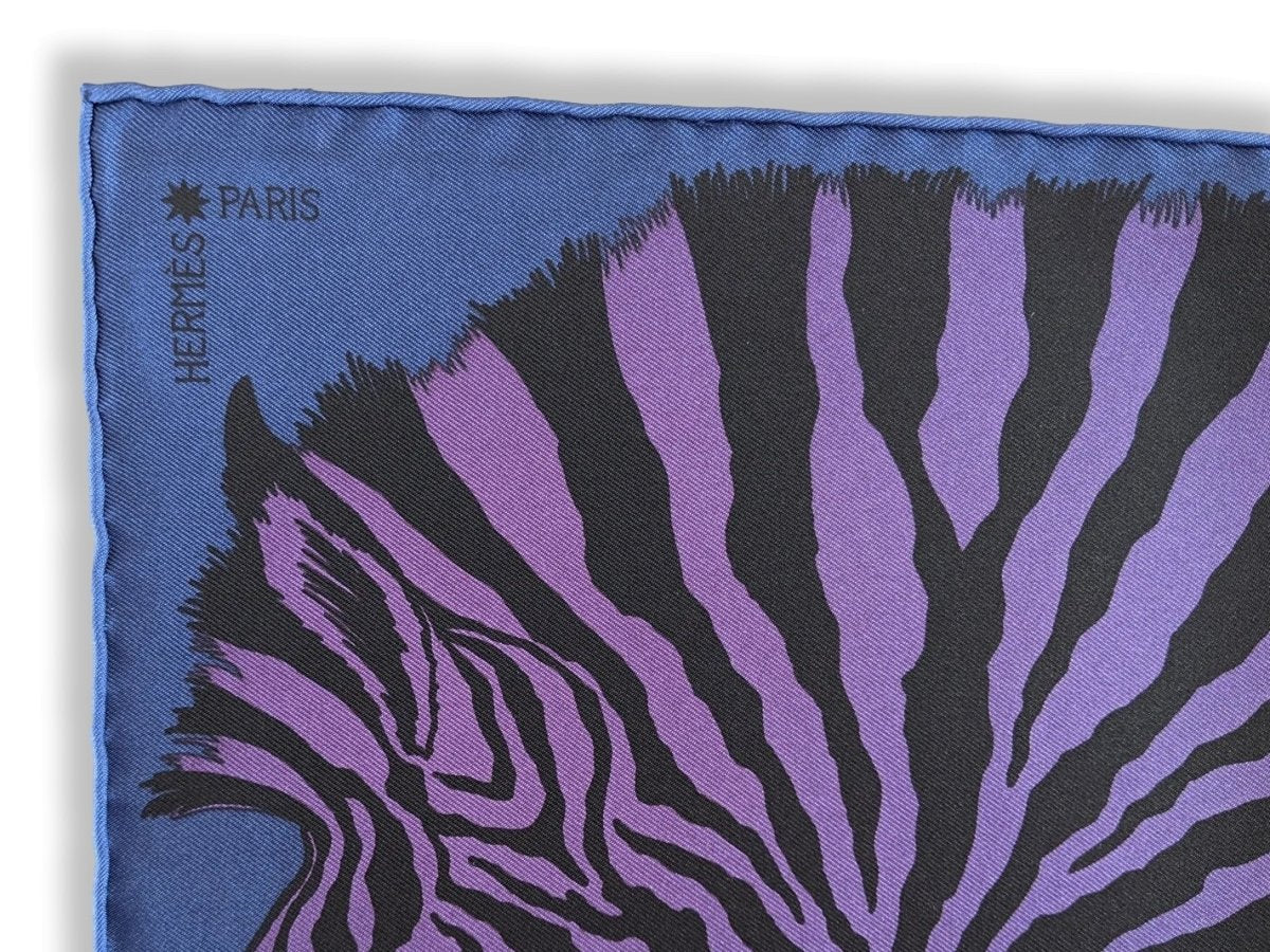 Hermes cw12 Marine/Prune/Violet Zebra Pegasus by Alice Shirley Twill Gavroche 45 cm, BNWT! - poupishop