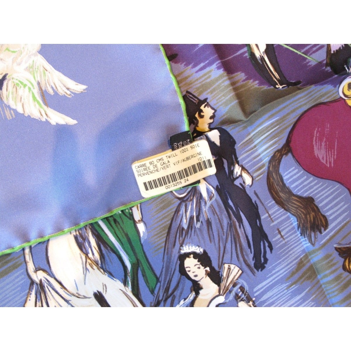 Hermes cw24 Pervenche Soiree de Gala Silk Twill 90cm with Blanc Matte Overlay, New! - poupishop
